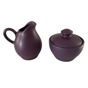 Pfaltzgraff Creamer and Sugar Terrace Plum Satin Finish Earthenware Pottery